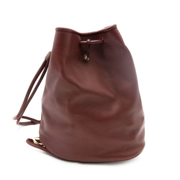 Delvaux Bordeaux Drawstring Leather Bucket Bag for sale online