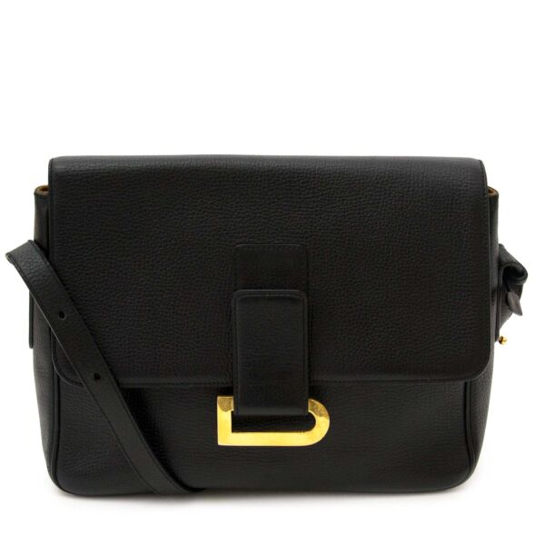 delvaux black leather crossbody bag now for sale at labellov vintage fashion webshop belgium