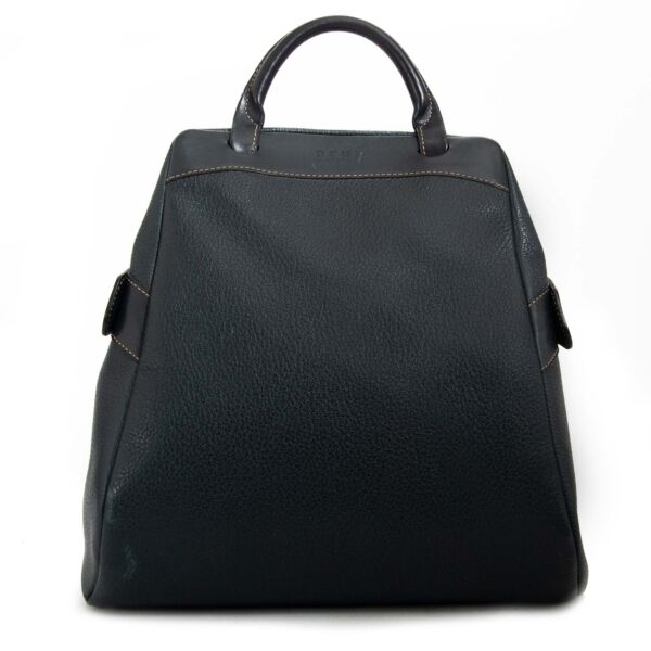 delvaux deux de delvaux dark blue leather backpack now for sale at labellov vintage fashion webshop belgium