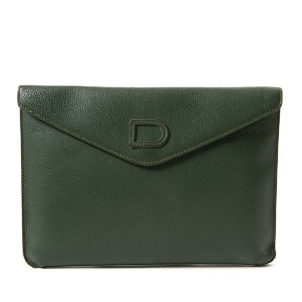 delvaux green envelope clutch now for sale at labellov vintage fashion webshop belgium