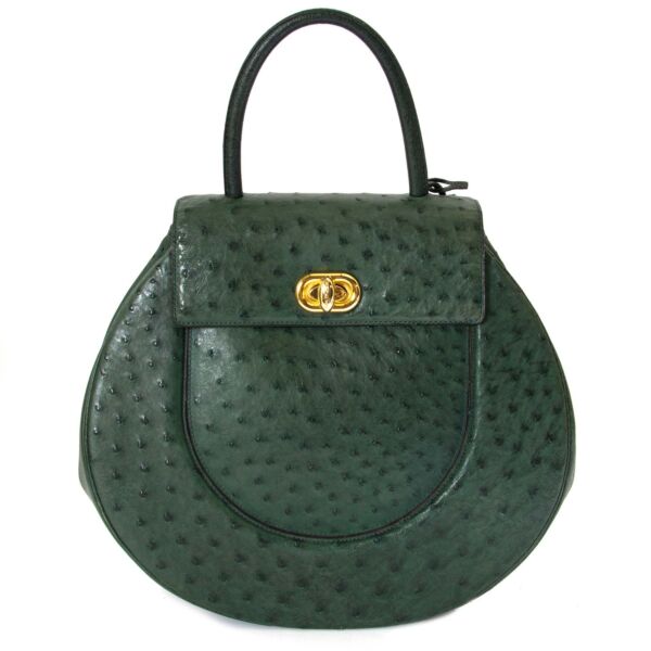Delvaux Ostrich Green Extase Bag now for sale at labellov vintage fashion webshop belgium