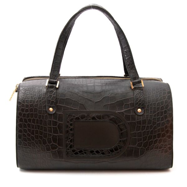Delvaux Brown Alligator Le Astrid Boston Bag
