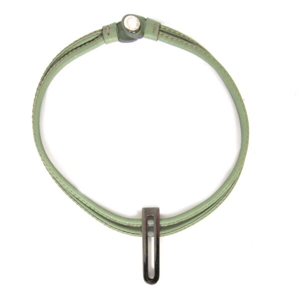 delvaux green d leather necklace now for sale at labellov vintage fashion webshop belgium