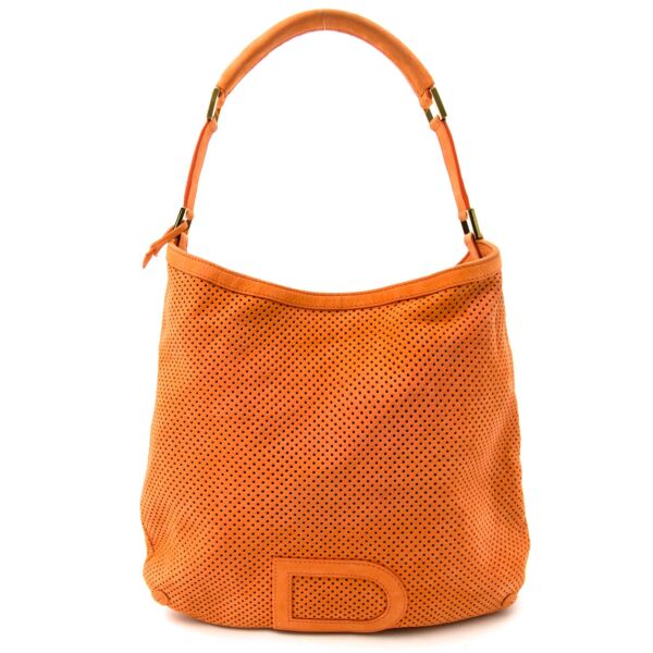 Delvaux Le Louise Orange Nubuck Shoulder Bag