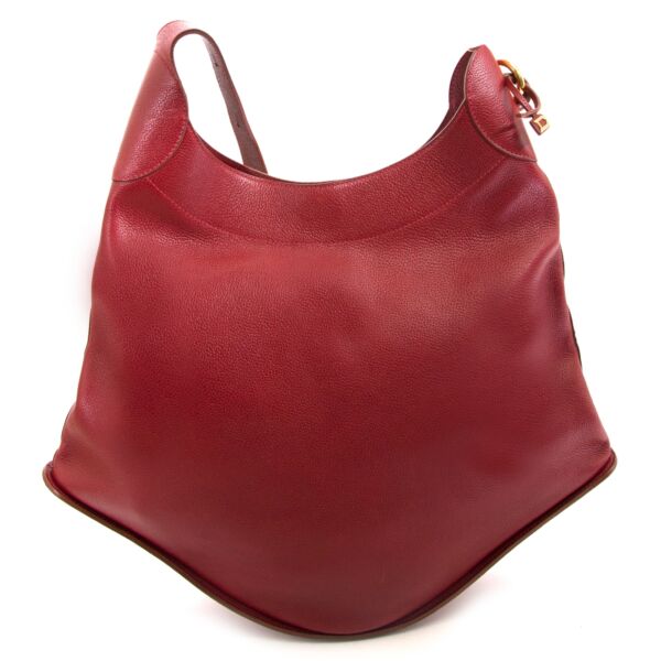 delvaux red satan shoulder bag now for sale at labellov vintage fashion webshop belgium