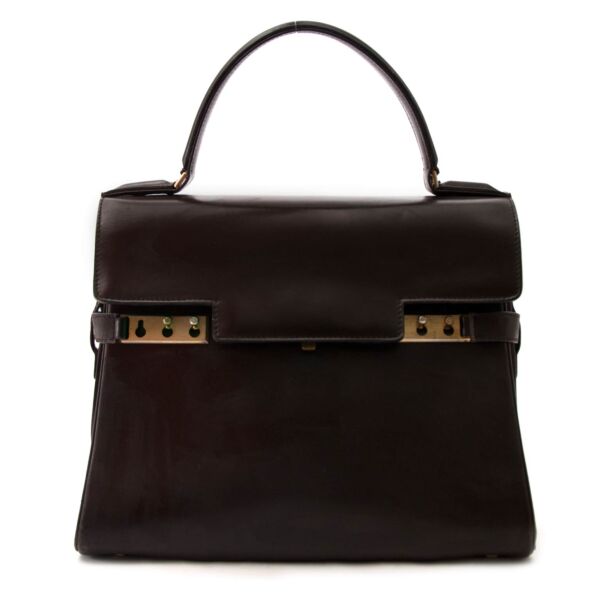 Delvaux Tempete MM Brown GHW 100% authentic designer handbags for sale on labellov.com