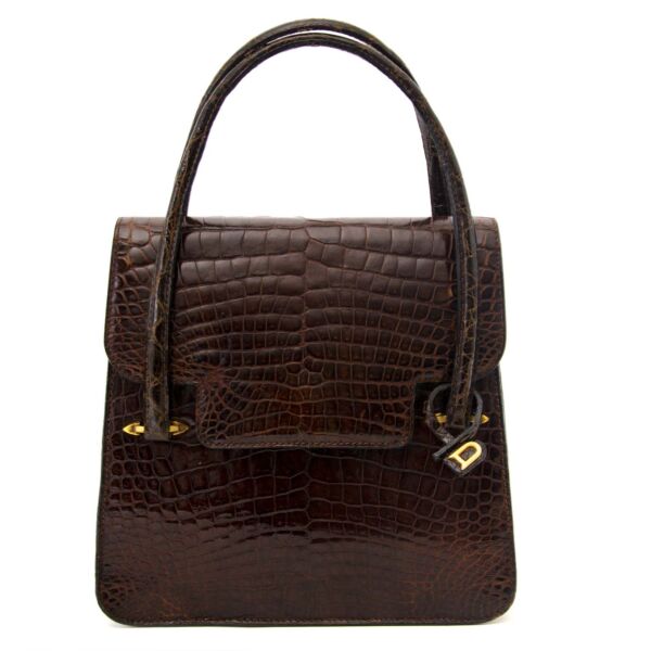 Delvaux Vintage Brown Croco Handbag