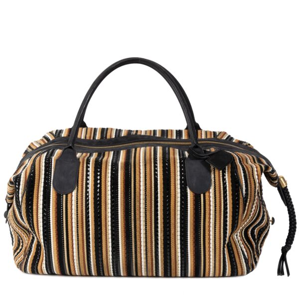 Buy and sell Delvaux Black & Brown Toile de Cuir Duffel Bag for sale