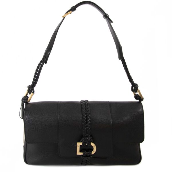 Delvaux Black Braided Shoulderbag now for sale at labellov vintage fashion webshop belgium