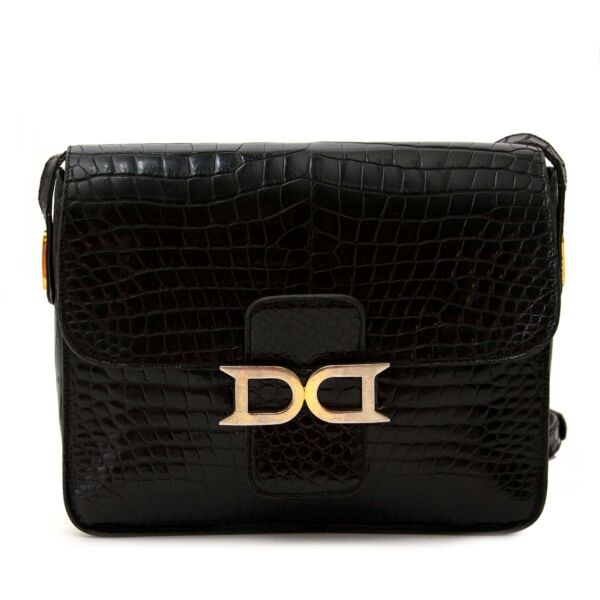 Delvaux Black Crocodile Bourgogne Shoulder Bag