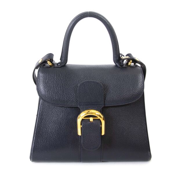 Delvaux Dark Blue Brillant PM Bag + Strap now for sale at labellov vintage fashion webshop belgium