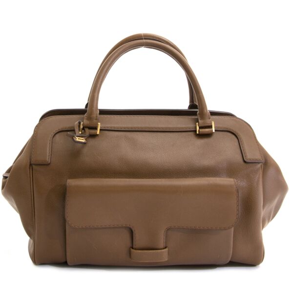 Delvaux Taupe Leather Doctor Bag for sale online at Labellov 