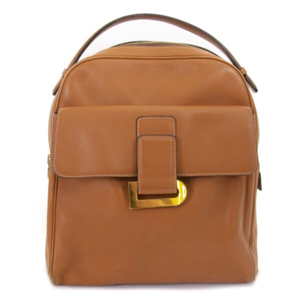 Delvaux Cognac onde Backpack now for sale at labellov vintage fashion webshop belgium
