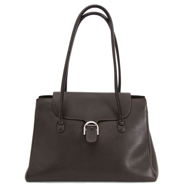 Delvaux Brown Leather "Cabriolet" Shoulder Bag