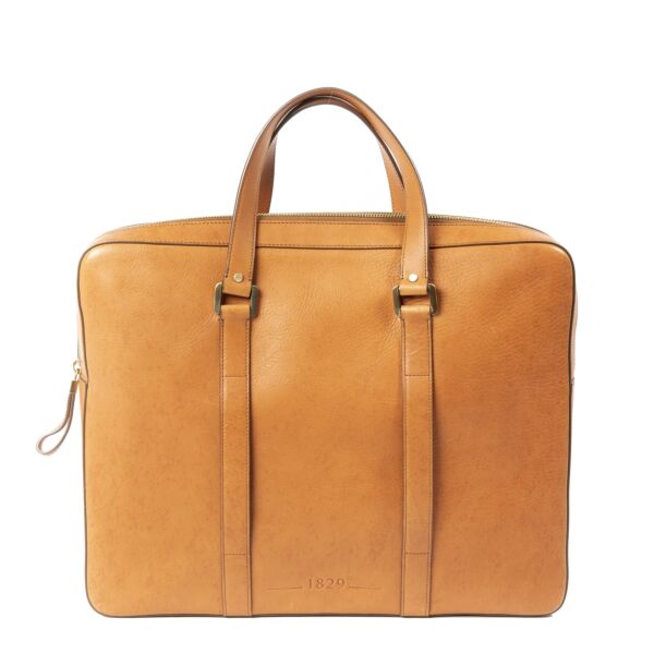 Delvaux Mens Vachetta Leather Briefcase for sale online at Labellov