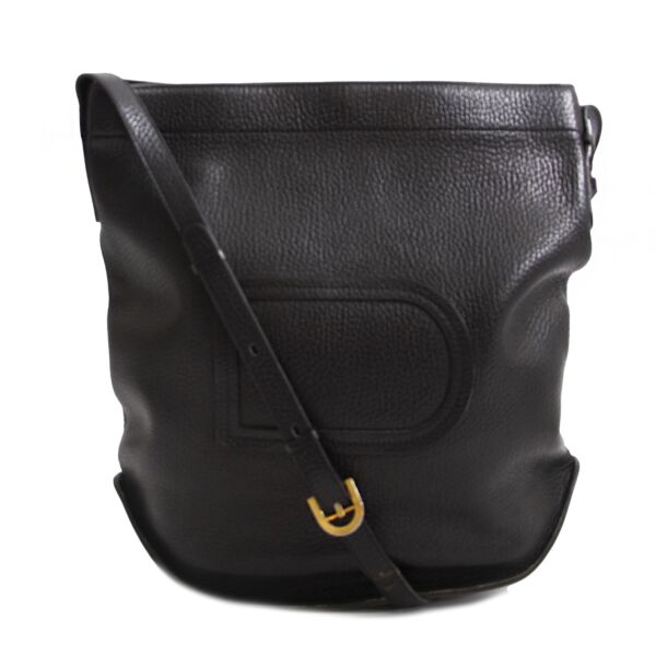 Delvaux Black Le Pin Shoulder Bag, koop tweedehands Delvaux eerlijke prijs zwarte tas lepin D lederen schoudertas