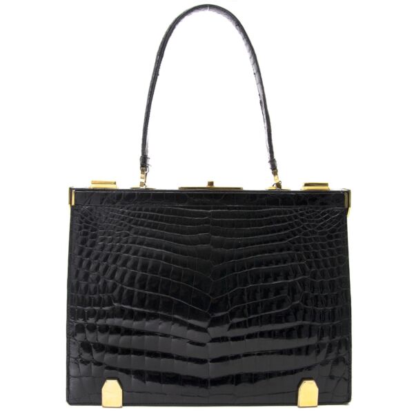 Delvaux 'Mon Grand Bonheur' Croco Top Handle Bag