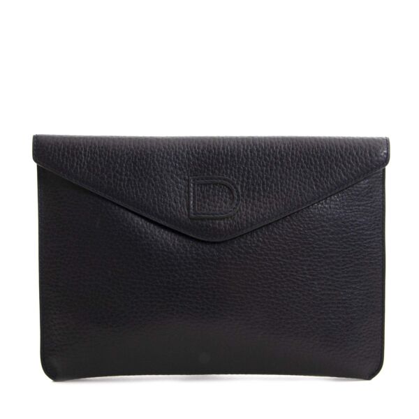 Delvaux Dark Blue Enveloppe Clutch now for sale at labellov vintage fashion webshop belgium