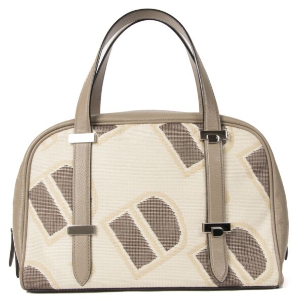 Authentieke tweedehands Delvaux Printed Bowling Bag juiste prijs veilig online winkelen LabelLOV webshop luxe merken winkelen Antwerpen België mode fashion