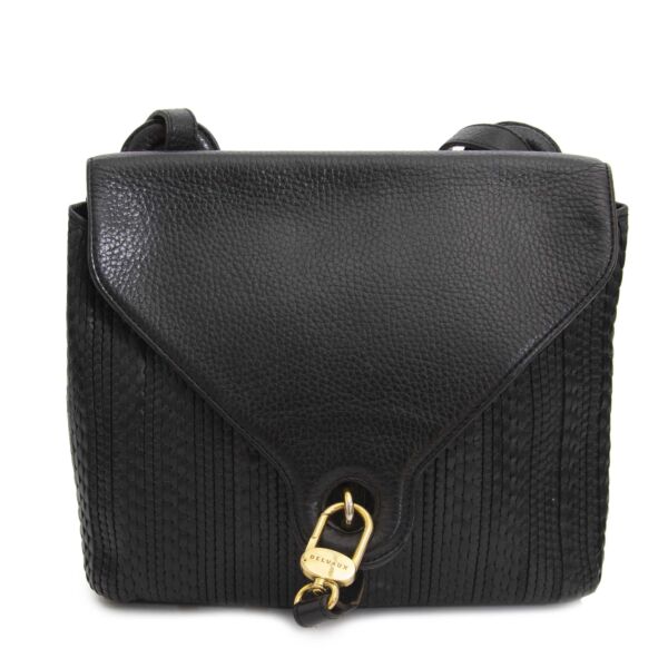 Delvaux Black Toile De Cuir Shoulder Bag now for sale at labellov vintage fashion webshop belgium