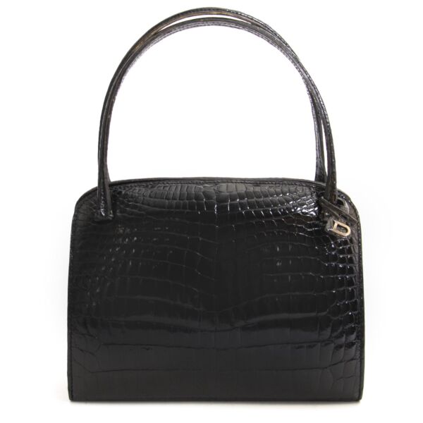 Delvaux Vintage Black Croco Bag at Labellov. Buy secondhand designer bags at a fair price.