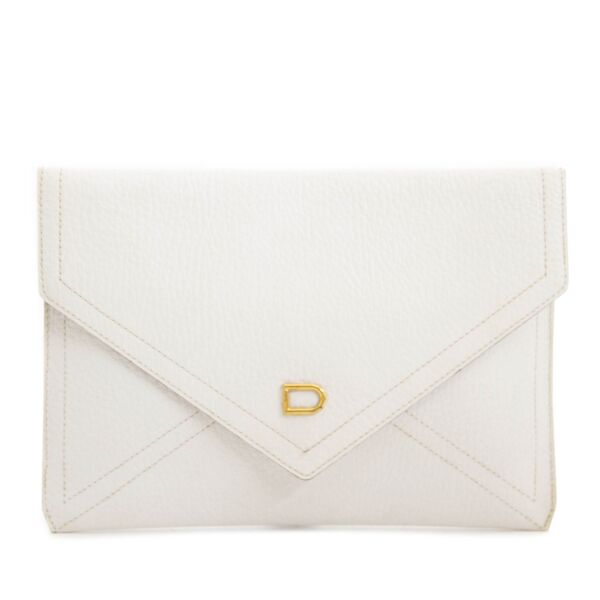 Delvaux White Enveloppe Clutch for sale online at Labellov