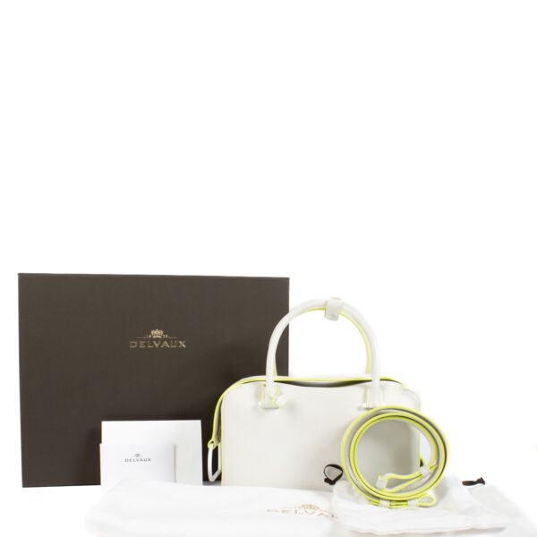 Delvaux Optic White/Neon Taurillon Soft Leather Cool Box MM