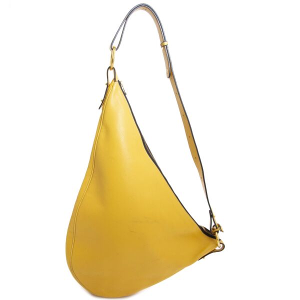 Delvaux Yellow Saddle Bag now for sale at labellov vintage fashion webshop belgium