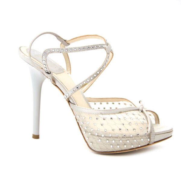 Christian Dior Silver Crystal Platform Sandals  - size 36