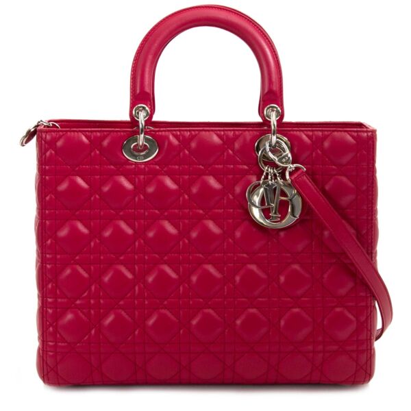 christian dior lady dior red lambskin bag now for sale at labellov vintage fashion webshop belgium