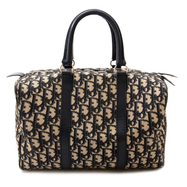 Buy your vintage Dior Blue Monogram Boston Handbag for the best price at Labellov