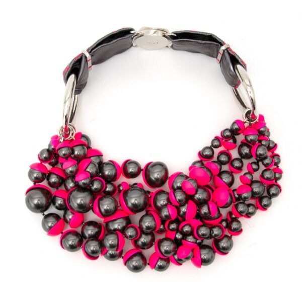 Pink silver pearl necklace with magnetic clasp Dior