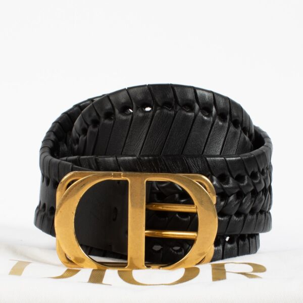 Christian Dior Black Braided 30 Montaigne Wide Belt - Size 85