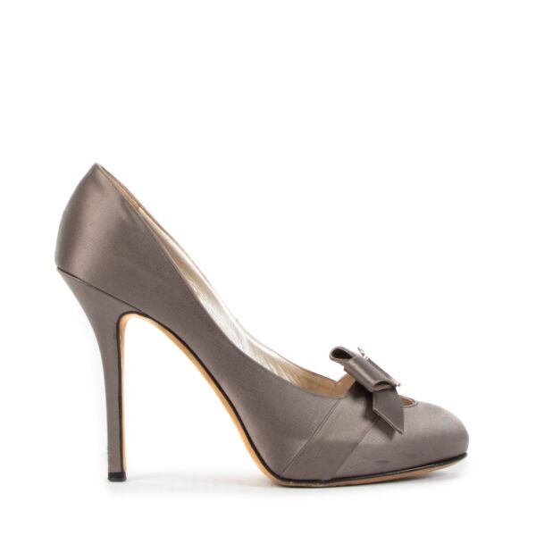Christian Dior 60th Anniversary Grey Satin Bow Heels