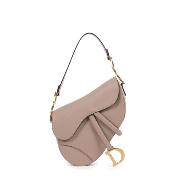 Authentieke Tweedehands Christian Dior Pink Leather Saddle Bag Medium juiste prijs veilig online shoppen luxe merken webshop winkelen Antwerpen België mode fashion