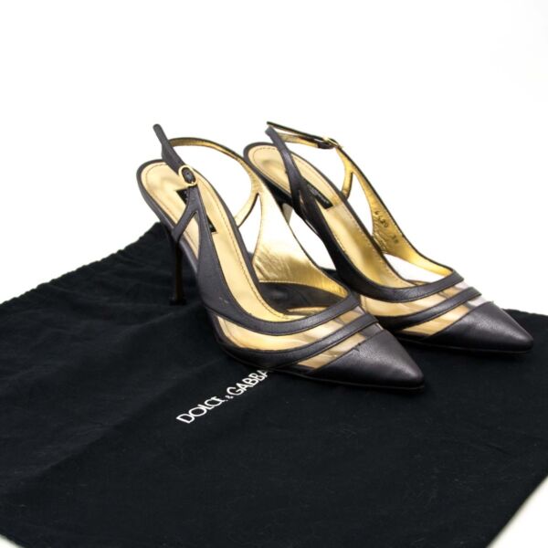 Dolce & Gabbana Grey Leather Slingback Heels - Size 38