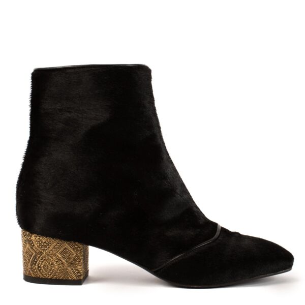 Dries Van Noten Black Calf Hair Ankle Boots