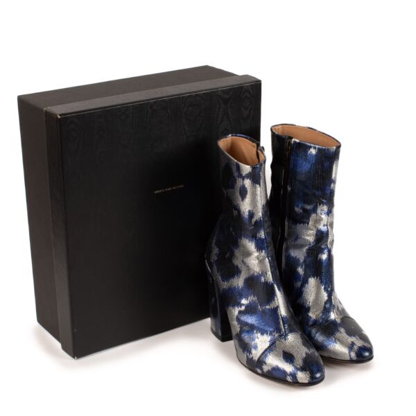 Dries Van Noten Purple Silver Ankle Boots - size 37