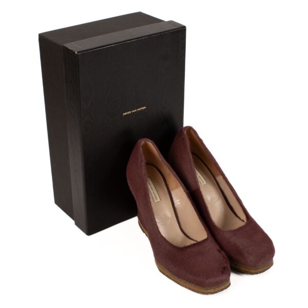 Dries Van Noten Purple Calf Hair Wedge Heels - size 37