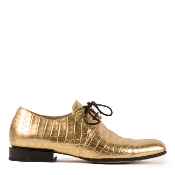 shop 100% authentic second hand Dries Van Noten Gold Derby Flats - Size 37 on Labellov.com
