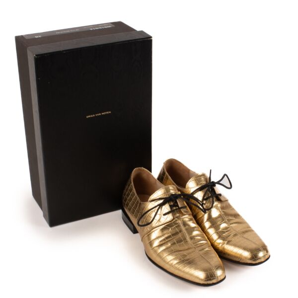 Dries Van Noten Gold Derby Flats - Size 37