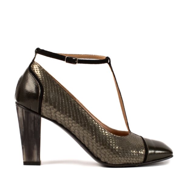 shop 100% authentic second hand Dries Van Noten Python T-strap Pumps - Size 37 on Labellov.com