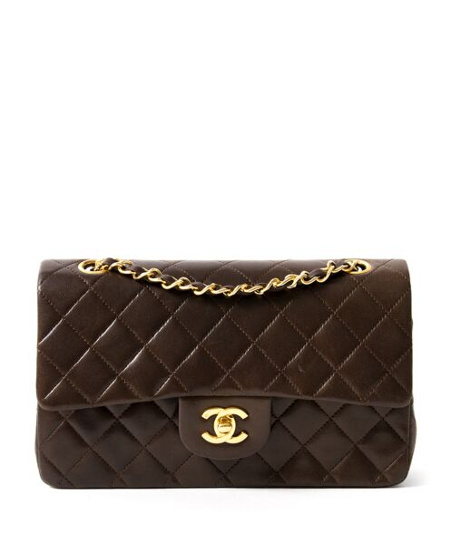 Chanel Small Classic Flap Bag in Chocolate Brown GHW secondhand authentic safe online shopping webshop flap bag Antwerp Belgium LabelLOV labels high end brands designer it bag luxury fashion
