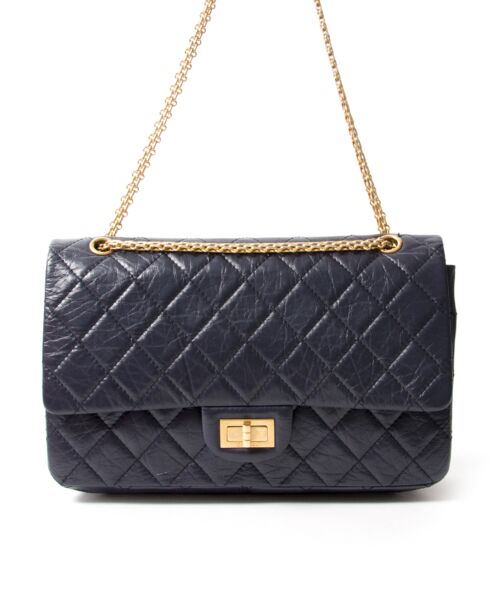 Chanel Navy Blue 2.55 Reissue 227 shop safe online secondhand designer vintage chanel 2.55 for the best price 