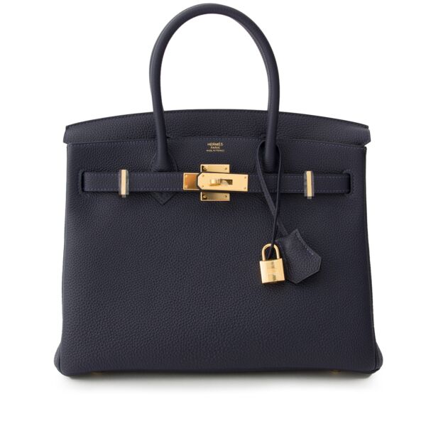 100% authentic designer bag Brand New Hermès Birkin 30 Bleu Nuit Togo GHW worldwide shipping 