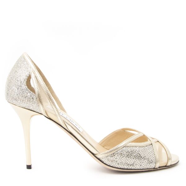 Jimmy Choo Glitter & Metallic Leather Sandals - Size 39
