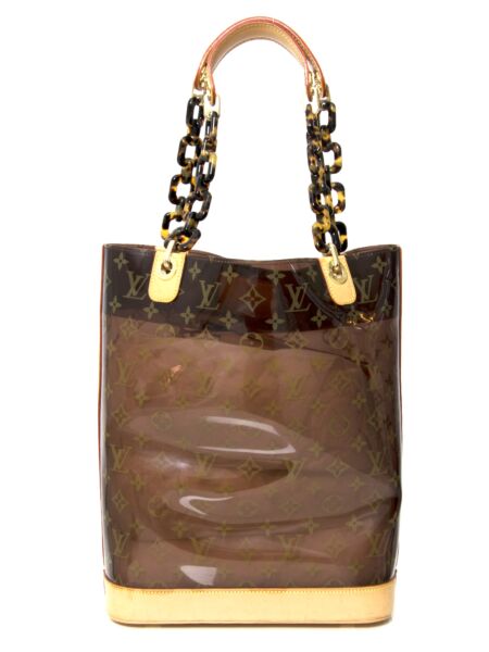 Authentic Lousi Vuitton Monogram Limited Vinyl Tote Bag Cabas Ambre MM #1949