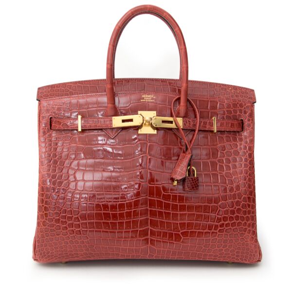 acheter safe et secure seconde main sac a main  Extremely RARE & NEW Hermès Birkin 35 GHW Crocodile Porosus Lisse Rouge H 