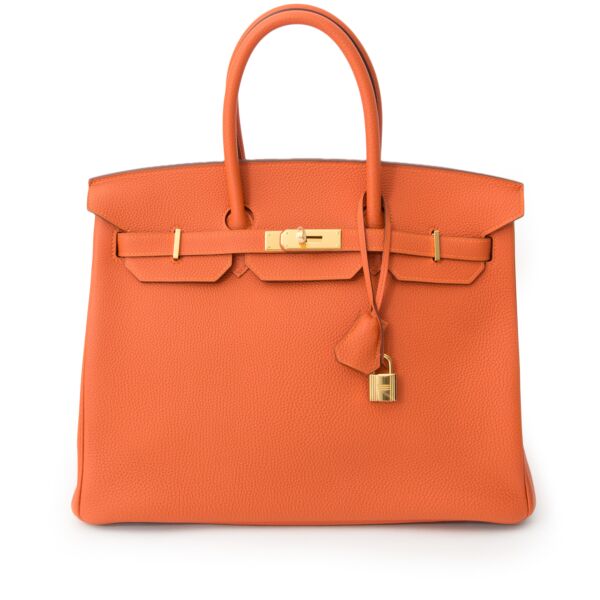 koop veilig online tweedehands net als nieuw Hermes Birkin 35 Orange H Togo 