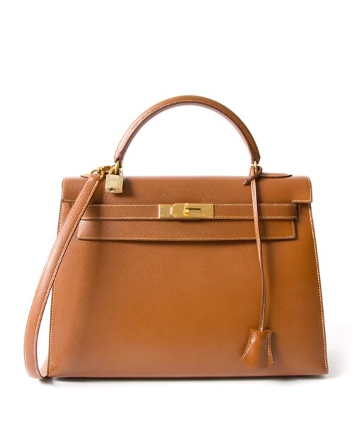 koop veilig online tweedehands designer Hermes Kelly 32 goud aan de beste prijs, 100% authentiek 
